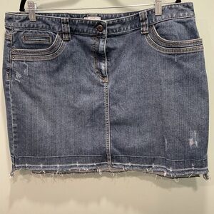 LOFT Frayed Hem Denim Mini Skirt